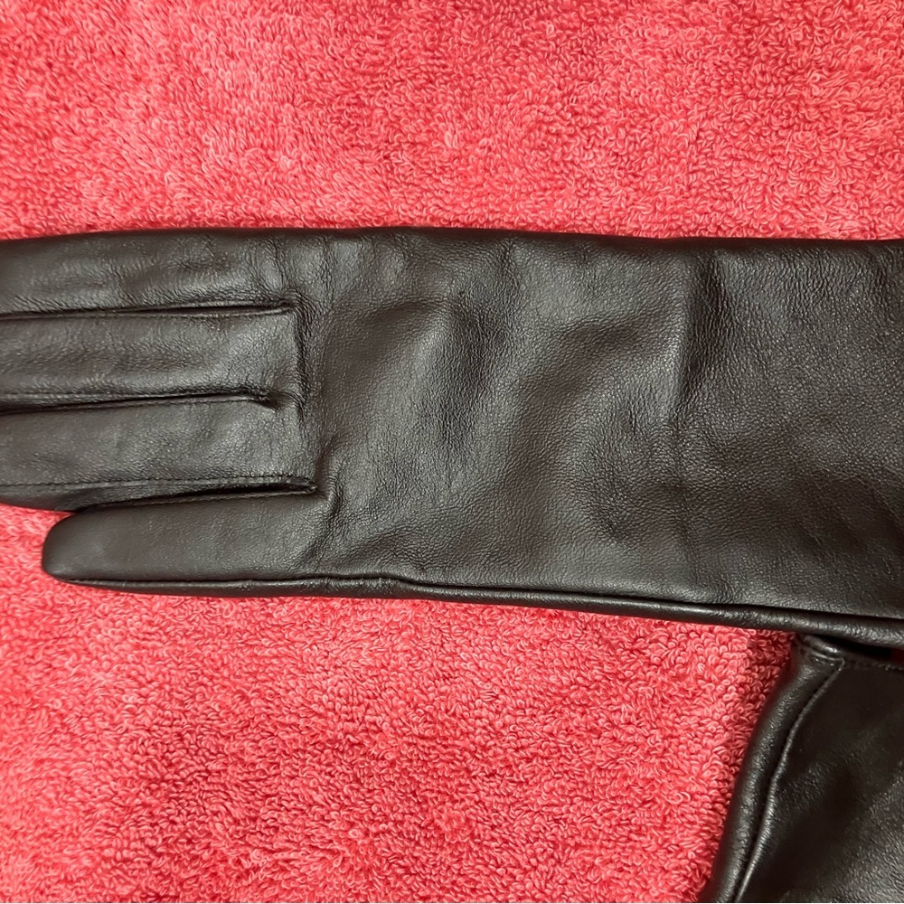 Black Leather Gloves 7/8 NEW - Picture 8 of 10